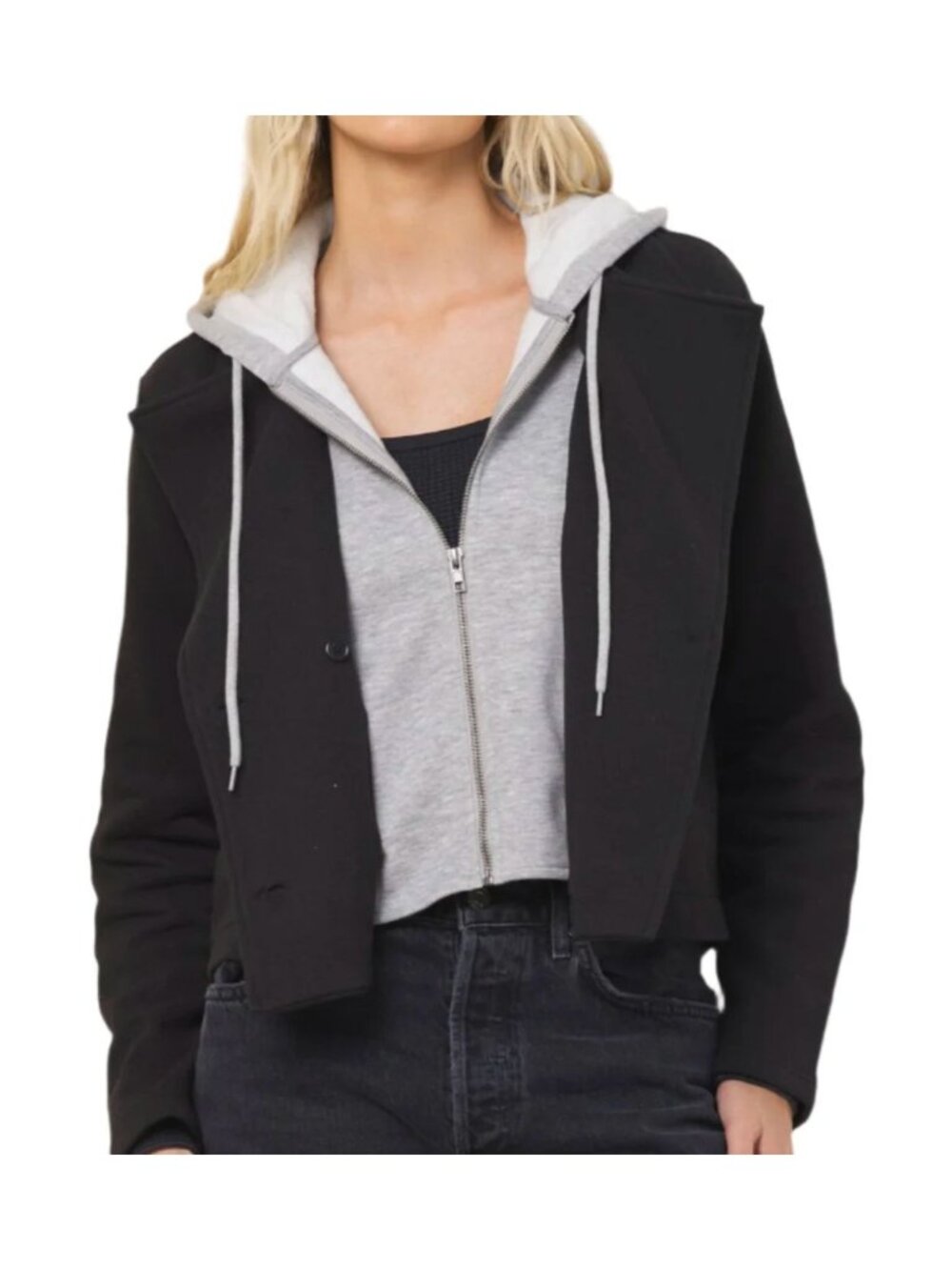 Vintage Havana Comfort Fleece Blazer w/ Hoodie Insert Black Size Large